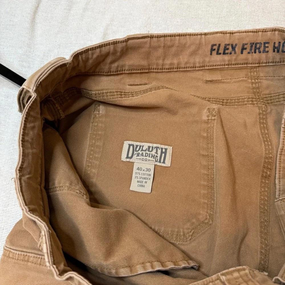 Duluth Trading Co Flex Fire Hose Cargo Pants Mens 40x30 Brown Workwear Utility